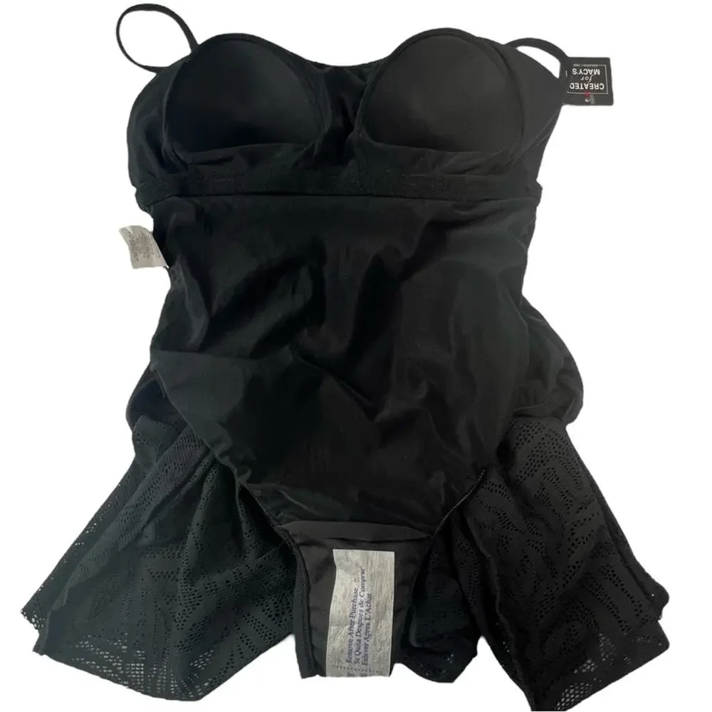Babydoll Swimdress Size 12 One-Piece Swim Dress Black Crochet Swim Solutions NEW - Picture 5 of 13